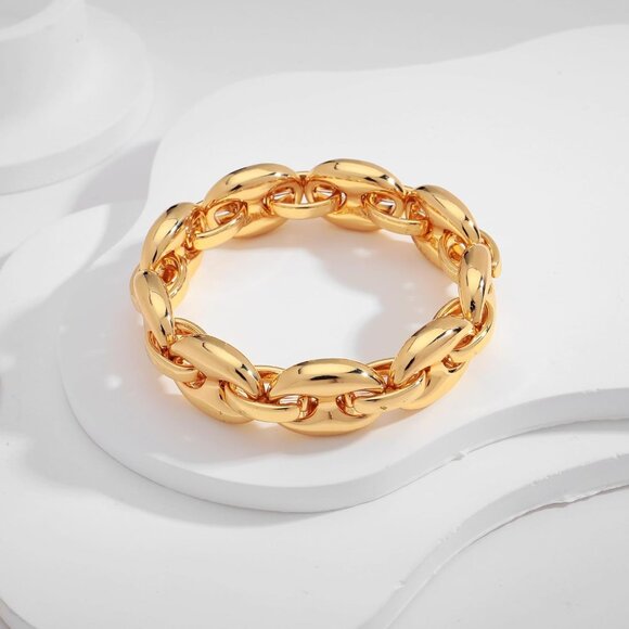 Chunky Chain Bracelet for Women Adjustable Gold/Silver Thick Statement Link Jewe - Picture 7 of 8